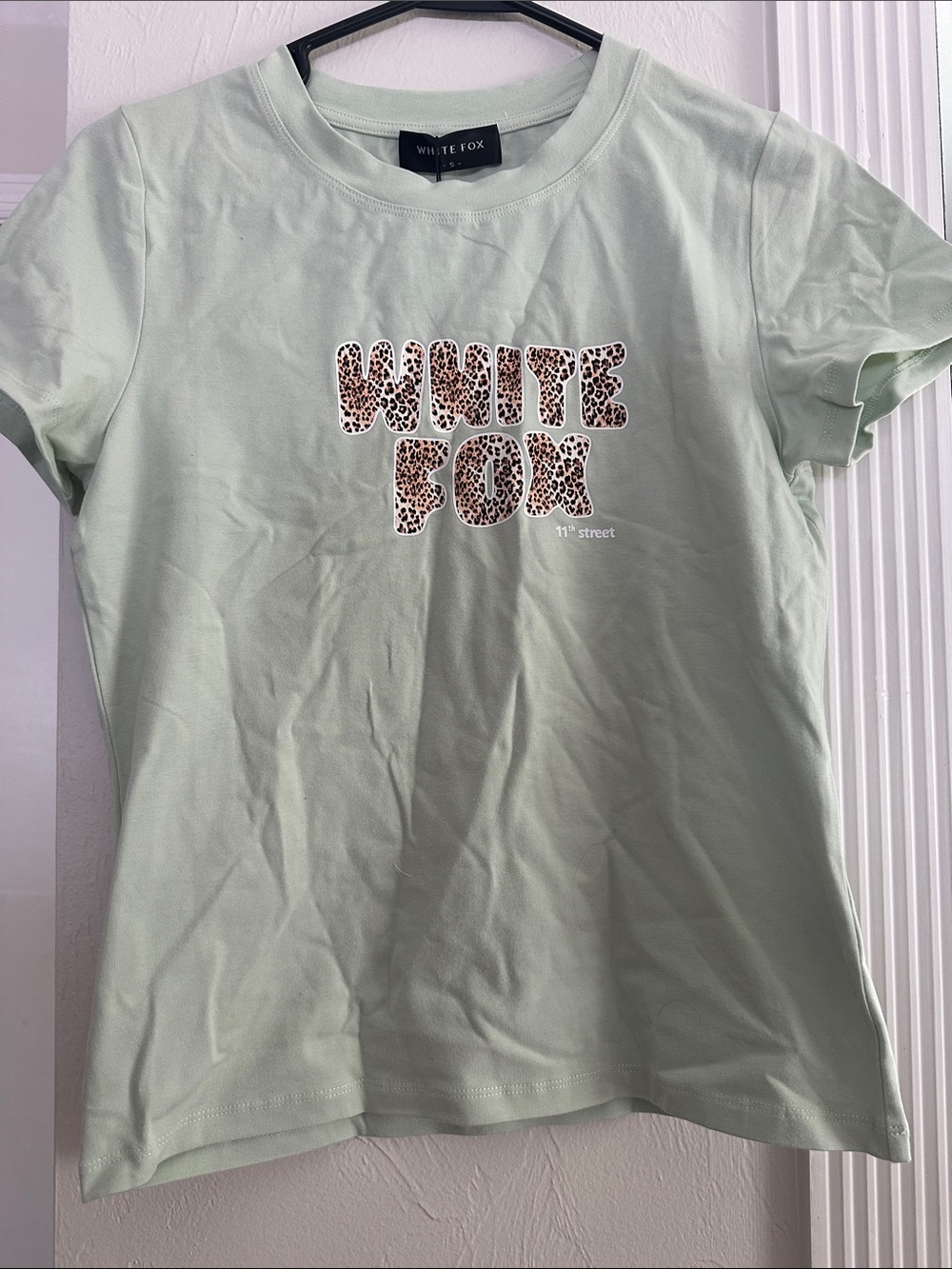 White Fox Boutique Mint Green Tee with Leopard Logo